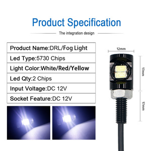 ไฟ LED ติดป้ายทะเบียนรถยนต์, ไฟวิ่งกลางวันแบบสากลภายนอก, ไฟเสริมแบบตาเหยี่ยวสำหรับถอยหลัง, หลอดไฟ 12V - Product Image 4
