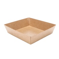 Barquette alimentaire jetable en papier kraft recyclé, forme personnalisée, finition mate, revêtement UV pour sushis, salades, livraison de repas, plats à emporter