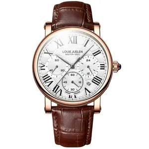 Multifunctional waterproof large brand men's watch high-end genuine leather strap quartz 587 watch