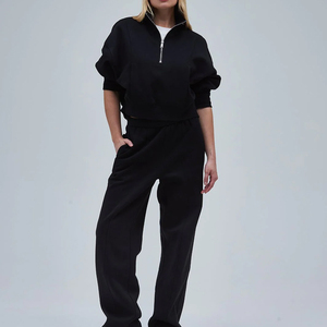 Felpe Estive Casual da <span class=keywords><strong>Donna</strong></span> Personalizzate con Stampa, Mezza Zip, Crop Top, Spalle Scivolate, Produzione OEM - Product Image 3