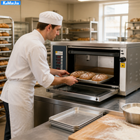 Horno de Vapor Comercial KP07A-11 de Una Bandeja, 4000W, Acero Inoxidable, Piedra para Hornear, Horno para Pizza y Pan, 5-350C