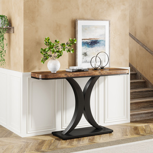 <span class=keywords><strong>Mesa</strong></span> <span class=keywords><strong>Consola</strong></span> <span class=keywords><strong>Industrial</strong></span> de 40 Pulgadas con Base Geométrica Estrecha, Mesas de Entrada para Recibidor, Muebles para Sala de Estar - Product Image 6