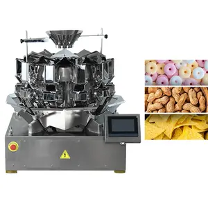 Máquina empacadora de pesaje automática de 14 cabezales de alta precisión, barra de cereales de palomitas de maíz, máquina empacadora de piensos para animales vegetales