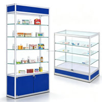Vitrine haute en verre pour pharmacie, présentoir de pharmacie avec armoire de rangement verrouillable et éclairage