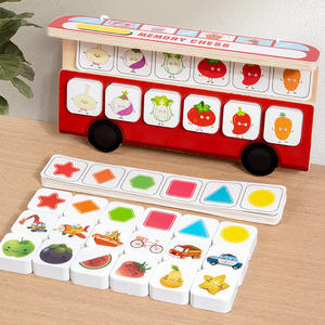 Jeu de société éducatif pour enfants en bois, jeu de mémoire, jeu de correspondance de formes, jeu de reconnaissance des fruits, jeu interactif parent-enfant sur le thème du trafic - Product Image 1