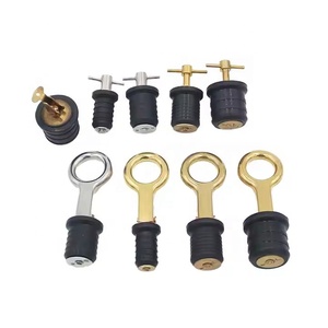 Marine Brass Snap Handle Drain Plug 1 Inch With Rubber O-Handle Twist-Turn Plugs Scupper Stopper Ship <b>Yacht</b> Boat Hardware Snap H - Product Image 6