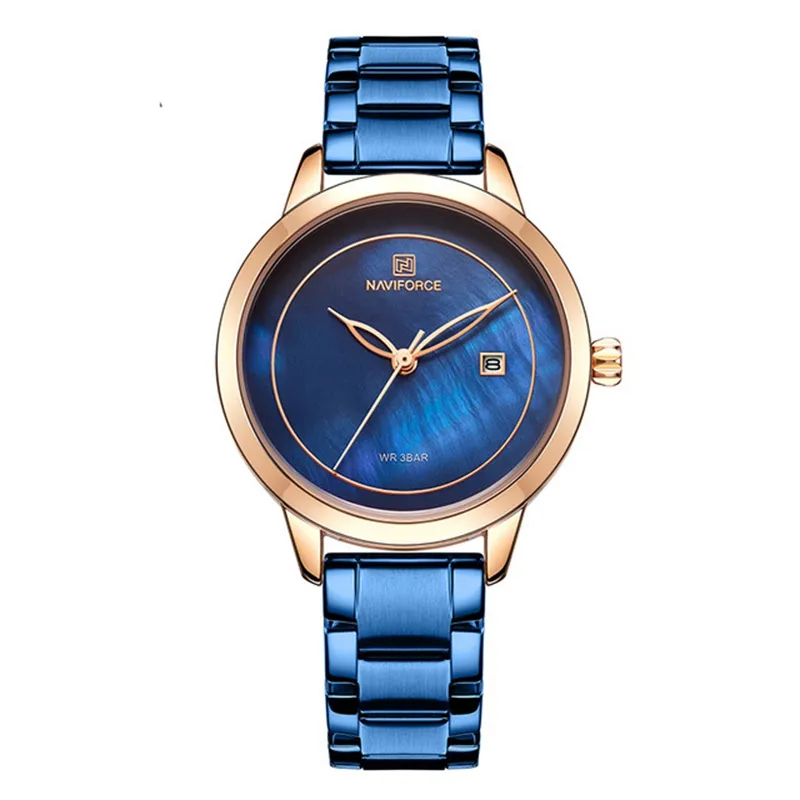 NAVIFORCE Women Watch 5008 Stainless Steel Lady Wristwatch Waterproof Ladies Watches Simple Blue Girl Clock Relogio Feminino