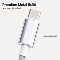 Kabel USB PD 100W Desain Berkilau Tinggi Berbahan Aluminium Alloy Teranyam, Kompatibel untuk Laptop, Monitor, dan Ponsel