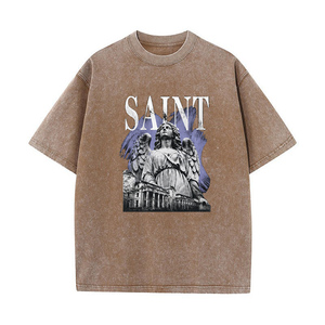 T-Shirt Unisex Vintage Effetto Invecchiato con Stampa Lettering Hip Hop, 230G Pesante, 100% Cotone, Stampa Diretta, Stile Street Cool per Uso Quotidiano - Product Image 2