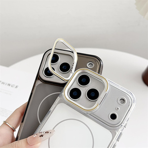 Mới phổ biến Acrylic TPU kim loại lai cứng Chân đế từ trường hợp đối với <span class=keywords><strong>iPhone</strong></span> 17 Pro Max Tempered Glass ống kính bảo vệ - Product Image 4