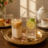 Gobelet à smoothie et jus carré personnalisé de 400 ml en verre borosilicate, avec paille et couvercle en bambou, portable, compatible lave-vaisselle, design moderne, pour boissons glacées