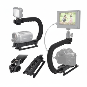 Poignée de caméra vidéo professionnelle en alliage d'aluminium avec bras réglable et support griffe porte-accessoire pour la prise de vue vidéo - Product Image 1