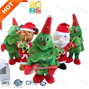 Heißer Weihnachtsmann-Puppe elektronisch tanzen singen Weihnachtsbaum Plüschtiere Geschenke Aufnehmen Hirsch für Kinder singendes elektrisches Spielzeug