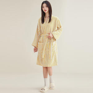 Albornoz de Algodón Puro a Rayas para Hombre, Invierno, Primavera, Otoño, Azul, Blanco, Negro, Amarillo, Cálido, Colección Otoño 2025 - Product Image 5