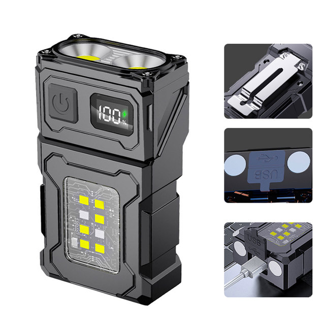 Factory Wholesale Waterproof Portable Mini Usb Rechargeable Flashlight Torch Lights Clip on Flashlight Key Ring Flashlight