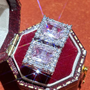 Pendientes de Diamantes Moliz en Oro Blanco, Corte Esmeralda, Rosa Fantasía, Naturales, Certificados por GIA, Estilo Clásico para Boda - Product Image 4