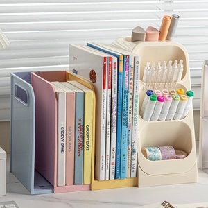 Penyangga Buku Plastik yang Dapat Disesuaikan, Rak Buku Meja, Klip Rak Buku, Rak Pajangan Perpustakaan, Pembagi dan Pengatur Meja - Product Image 3