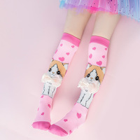 Nouvelles chaussettes tubulaires pour filles, motif dessin animé en relief, en jacquard imprimé numérique, matière Spandex/Nylon/Coton, pour le commerce transfrontalier