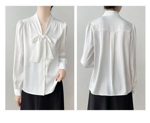 Maxfree 2026 – Chemise en satin pour femme avec nœud, manches longues et attache sur le devant – Vente en gros usine - Product Image 6