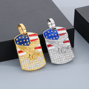 Colgantes de Acero Inoxidable 316L con Baño de Oro de 14k y 18k, Resistentes al Deslustre, con Diseño de Águila y Bandera Nacional con Circones, para Fabricación de Joyas - Product Image 1