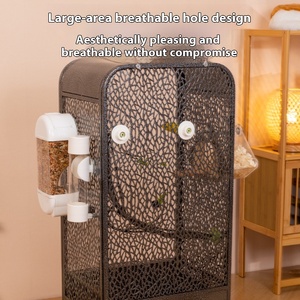 Vente en gros de <span class=keywords><strong>cage</strong></span> à oiseaux en acrylique panoramique transparente et solide villa ornementale anti-éclaboussures <span class=keywords><strong>cage</strong></span> de présentation à domicile pour oiseaux en métal - Product Image 3