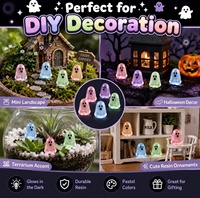 Ensemble de perles en résine fantômes lumineux, motifs aléatoires, breloques décoratives phosphorescentes, parfaites pour les décorations de fête d'Halloween, marque MuNi 14+