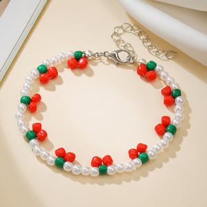 Faux Pearl <b>Bracelet</b> With Red Green <b>Beads</b> For Children Gift Jewelry Yiwu Origin D2025 1 - Product Image 3