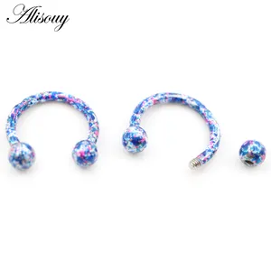 Wholesale 100Pieces Baking Paint Captive Bead Septum Lip Labret Eyebrow Nose Ring Ear Guauge Horseshoe BCR Piercing Body Jewelry