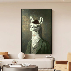 Décoration de la maison Mixed Media Art Alpaga 3D <span class=keywords><strong>Peinture</strong></span> Physique Creative Animal Modélisation Wall Art <span class=keywords><strong>Peinture</strong></span> À L'huile À La Main - Product Image 1