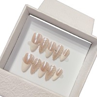 Laisense – Nouveaux faux ongles press-on faits main, design papillon, blanc nacré classique, style Instagram sophistiqué pour doigts (lot de 10)