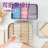 Boîte de rangement pour vêtements en tissu Oxford à double niveau avec ouverture frontale, logo personnalisé, fenêtres avant zippées, gain de place
