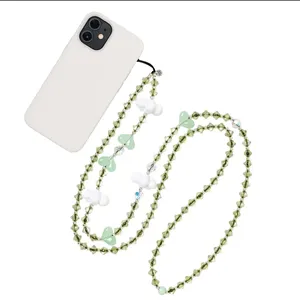 Nouveaux nuages blancs chaîne de téléphone perles longue chaîne téléphones portables coeur charme élégant Y2K accessoires lanière Mobile