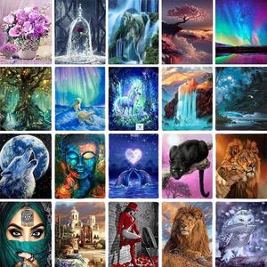 Kit de pintura de diamantes 5D de paisaje personalizado al por mayor, nuevo <span class=keywords><strong>arte</strong></span> de diamantes de cristal DIY popular para pinturas de decoración de pared - Product Image 1