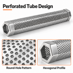 Kit de tubo ahumador de pellets de acero inoxidable de 12 pulgadas con cepillo de limpieza, cepillo para untar y 2 ganchos en S, generador de humo reutilizable - Product Image 4