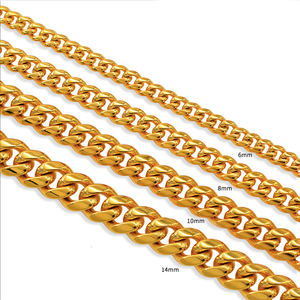 قلادة من الفولاذ المقاوم للصدأ الأساسية الأكثر مبيعًا ، قلادة كلاسيكية من الذهب الأسود بلون معدني صلب ، سلسلة ربط كوبية للرجال - Product Image 5