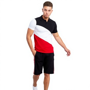 Ensemble décontracté léger pour homme GENERSA SPORTS : T-shirt à manches courtes en velours côtelé noir uni et short à taille élastique - Product Image 1