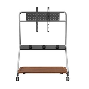 Dudukan TV penggulung baja tugas berat, troli TV dengan rel soket dan Pegboard cocok 32-65 inci kapasitas 50kg - Product Image 4