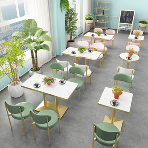 Conjunto de Mesa y Silla para Cafetería, Restaurante Occidental, para Postres, Snacks, Pasteles, Hamburguesas, con Respaldo - Product Image 6