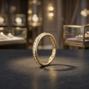Anillo de Eternidad con Moissanita Chapado en Oro, Corte Redondo, Estilo Diamante, Joyería de Boda, Regalo - Product Image 2