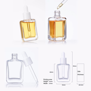 50ml xi lanh hình dạng phẳng chai thủy tinh nhỏ giọt đáy dày và nắp vặn cho bao bì Kem huyết thanh tinh dầu - Product Image 3