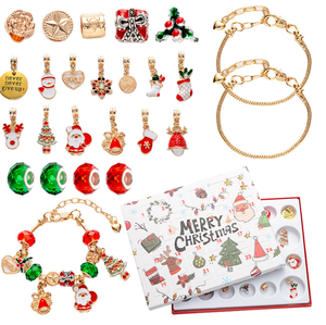 24 Uds caja ciega DIY chica joyería de moda de acero inoxidable ajustable Navidad dijes colgantes pulsera esmaltada - Product Image 1