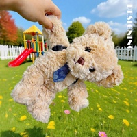 Ours en peluche brun super doux en gros, jouet en peluche à nouer en sac à dos, jouet en peluche pour enfants, poupée de dessin animé, cadeaux d'anniversaire, soulagement du stress