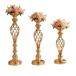 Flower <b>shape</b> metal <b>candle</b> holders Set of 3 <b>candle</b> holders Home wedding decoration candlesGolden Tapered Metal <b>Candle</b> Holders Set - Product Image 1