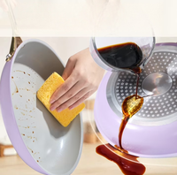 Set Peralatan Masak Aluminium Lapisan Keramik dengan Tutup dan Gagang Kaca, Set Panci dan Wajan Dapur, Mudah Dibersihkan