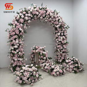 Décoration de porte d'entrée de mariage lisse support de toile de fond d'arche florale arc de fleur de mariage en soie artificielle - Product Image 2