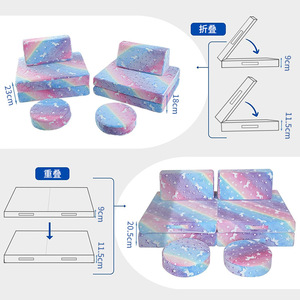 Ensemble de canapés en blocs de construction pour filles, mousse haute résilience, compressible, pliable, château de jeu avec design licorne - Product Image 4
