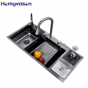 Lavello da Cucina a Cascata Grande da 36 Pollici, 114x46 cm, Multifunzione in Acciaio Inox 304 con Set Rubinetto e Vasca Singola Profonda - Product Image 2