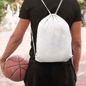 กระเป๋าเป้ผ้าใบคอตตอนพร้อมโลโก้กระเป๋าเป้แบบหูรูดทำจากผ้าฝ้ายใช้ซ้ำได้และทนทาน - Product Image 4