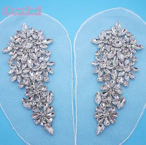 Cheerfeel RH-1133 Bling small Crystal Applique patch for dress garment decoration crystal appliques for sewing