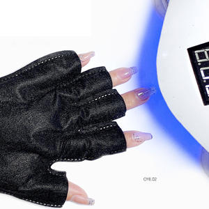 Protetor solar luvas descartáveis para unhas com pontas de dedos expostas pretas resistentes a UV - Product Image 6